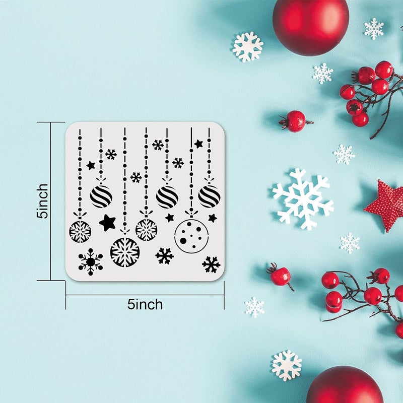 BANBBUR 16 Pcs Christmas Stencils for Painting 5x5 Inches-Reusable Christmas Stencils for Painting on Christmas Cards or Ornaments DIY Projects - Image 2